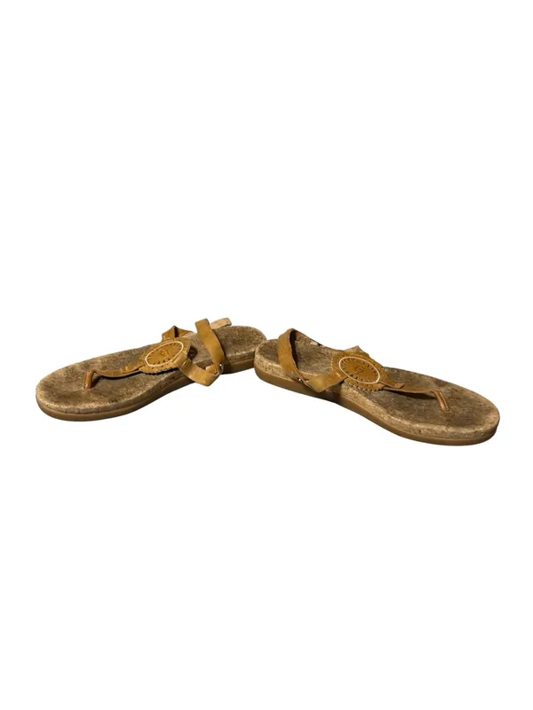UGG Ayden II Brown Leather Medallion Cork Thong Slingback Sandals Size 8 - Image 5
