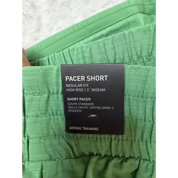 Adidas Pacer Training Shorts Green High Rise 3 Inch Inseam Womens XS NEW - Image 4