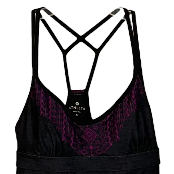 Athleta Printed Coastline‎ Black Strap Shelf Bra Swim Dress Small Summer Beach - Image 2