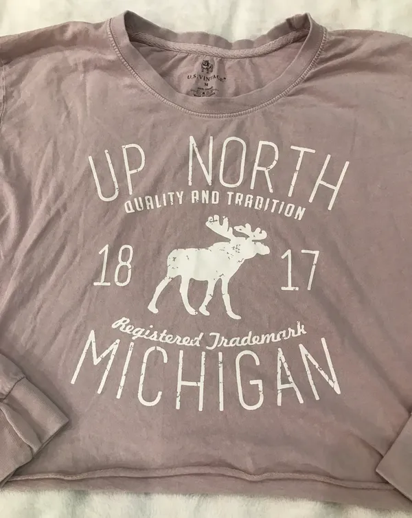 Graphic Long Sleeve Crop Top Pink Size M - Image 2