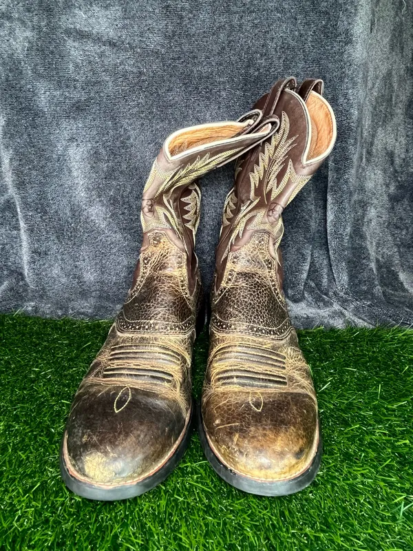 Ariat Western Cowboy Boots Mens 11.5 D Brown Leather Square Toe Pull On - Image 2