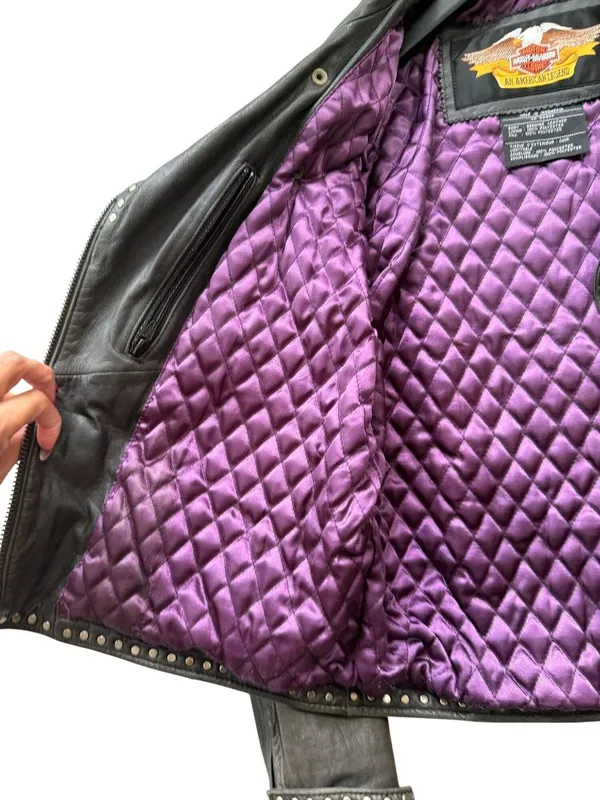 HARLEY DAVIDSON Studded Embellished Leather Motorcycle Jacket size XS - Image 7