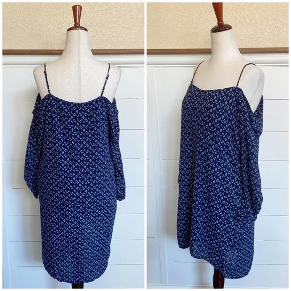 Anthropologie Cloth & Stone Cold Shoulder Swing Dress in True Navy -‎ XS - Image 4