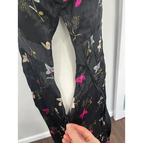 Free People Night and Day Silk Floral Midi Dress Black Boho‎ Size 6 - Image 5