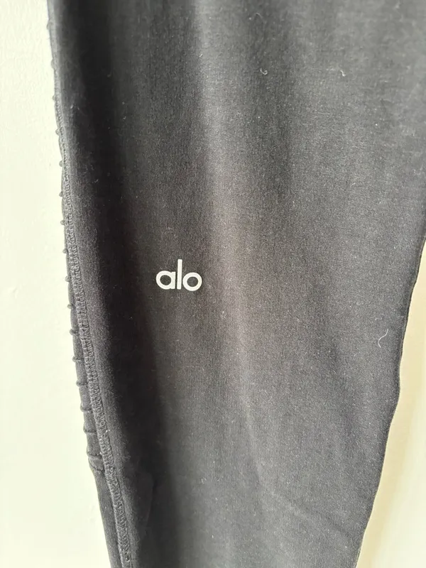 Alo Yoga Black Urban Moto Sweatpants Ribbed Joggers Drawstring Waist Athleisure - Image 9