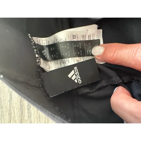 Adidas Womens Black Three Stripe Track Pants Activewear Size Medium - Image 3