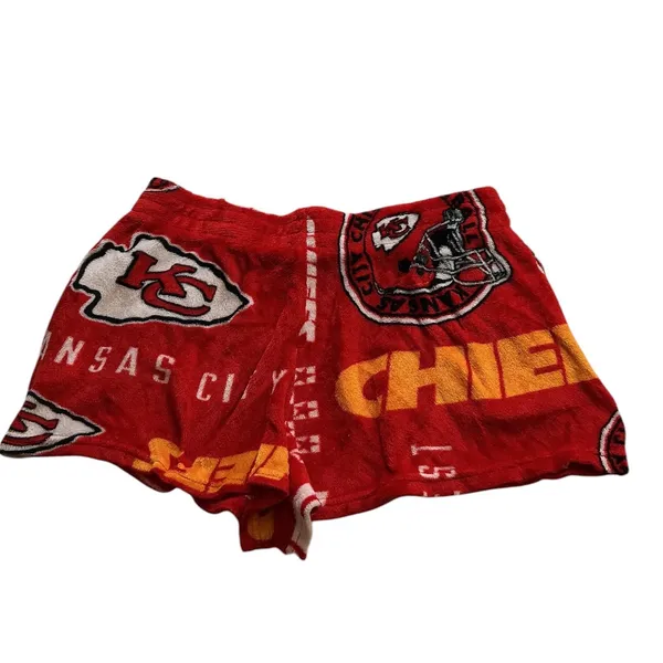 NFL Ultra Game Kansas City Chiefs Women XL Red Fleece Pajama Lounge Shorts - Image 3