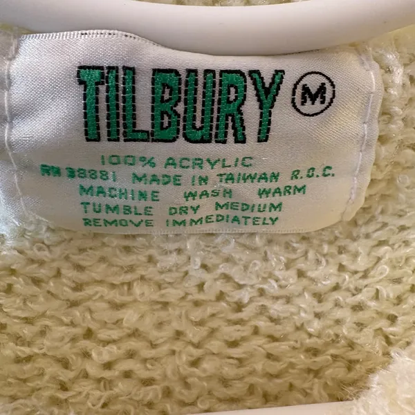 Tilbury Vintage Cream‎ Knit Cardigan Sweater Size Medium - Image 5
