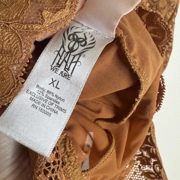 We Are Hah Bodysuit Womens XL Brown Lace Sheer Lingerie‎ Intimates Floral Mesh - Image 9