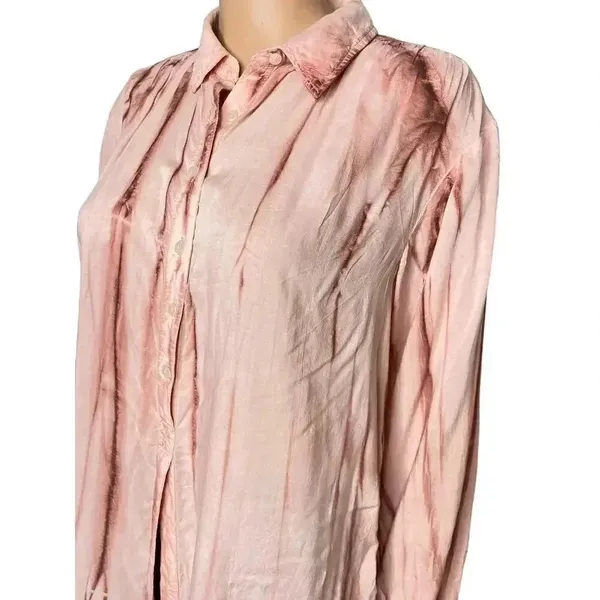 Pilcro Liquid Button Down shirt Coral size L - Image 10