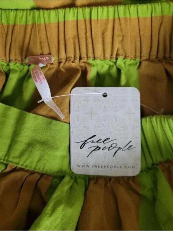 NEW Free People Lime Green & Mustard Striped Maxi Skirt Small - Image 5