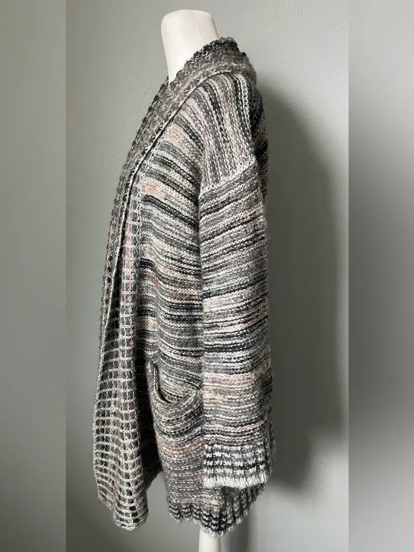 Anthropologie Akemi + Kin Wasilla Knit Cardigan Gray Multicolor Open Front - Image 3