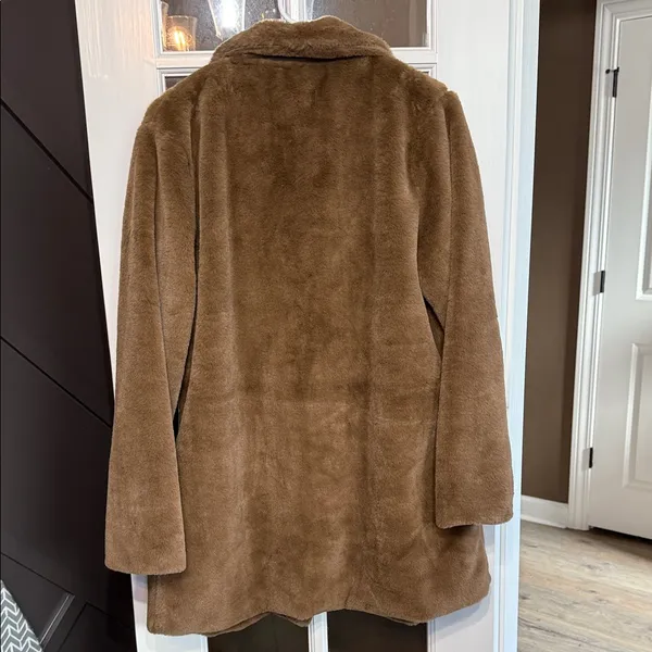 ELLIE & KATE Brown Faux Fur Teddy Bear Jacket Coat NWT Size Medium - Image 3