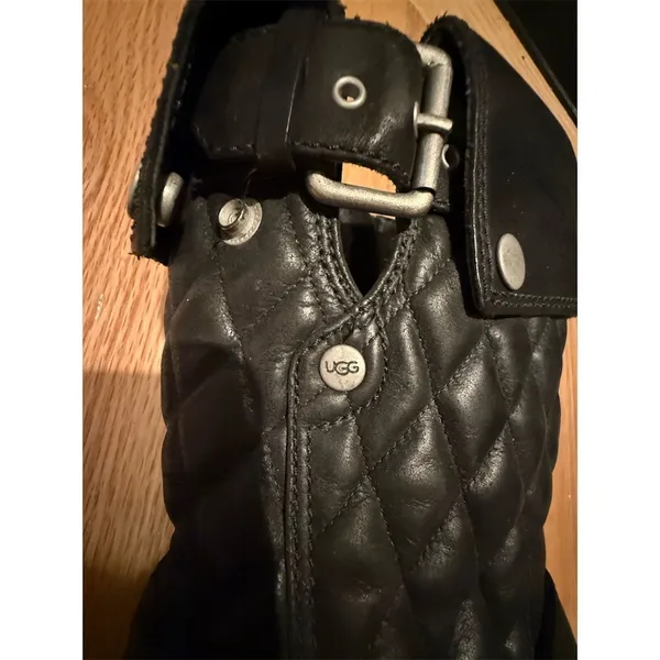 UGG Conor Moto Biker Boots Womens Black Quilted Buckle Side Zip size 6.5 - Image 12