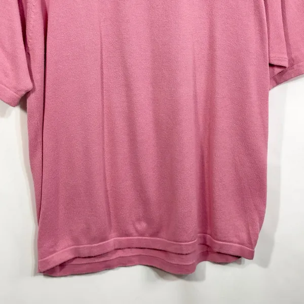 Brooks Brothers‎ Small Top Cotton Knit Short Sleeve Crew Neck Pink 1377 - Image 6