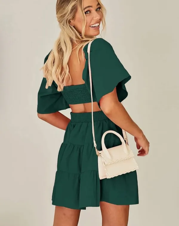 Green Square Neck Cut Out Dress Size XL - Image 2