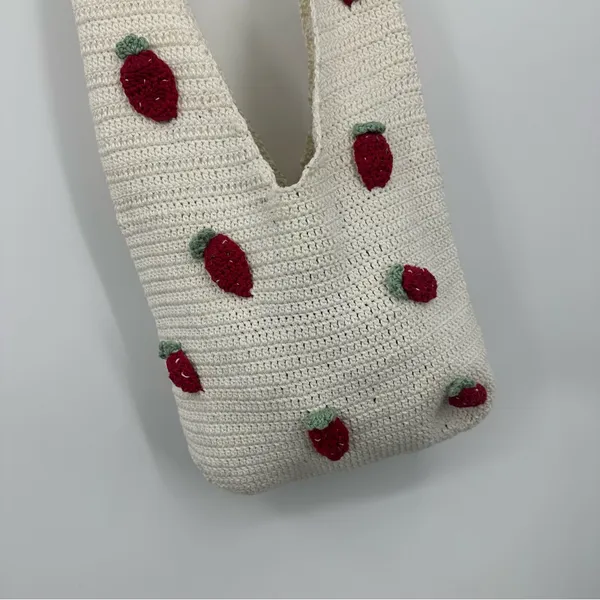 Strawberry Crochet Cross Body Bag Boho Fairycore - Image 3