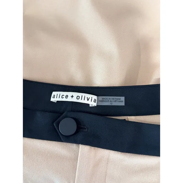 Alice + Olivia Womens Pants Beige Roy Tapered High Rise Pleated Trousers Size 12 - Image 4