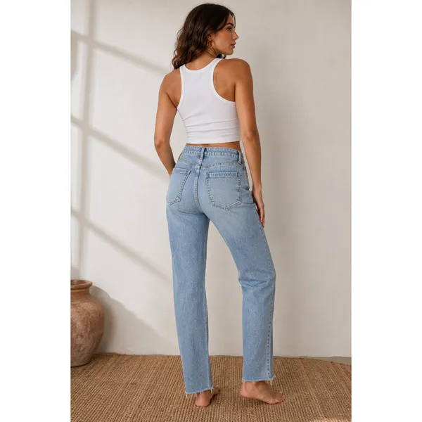 Free People We The Free Crvy High Rise Vintage Inspired Straight Jeans Size 32 - Image 2