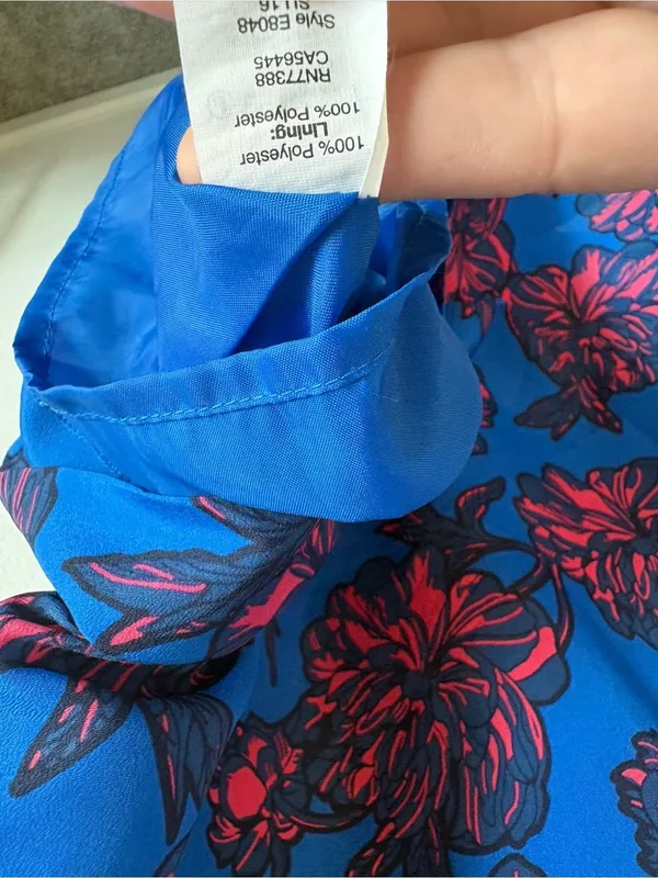 J. Crew Blue Mini Dress with Pink Floral Pattern - Image 3