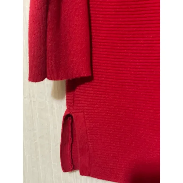 Lauren Ralph Lauren Ribbed Sweater Red Boat Neck Button Shoulder Women's Large - Image 4