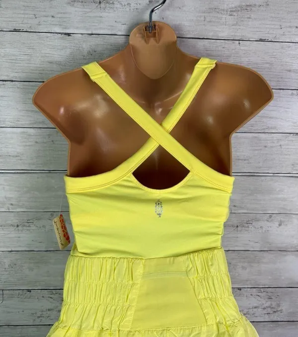 Free People FP Movement Way Home Skort Romper Lemon Verbana Size Small - Image 5