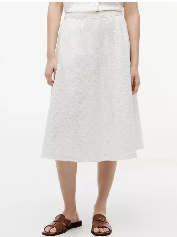 Tommy Hilfiger Women's Broderie Eyelet Elasticated-Waist White Skirt Medium $90 - Image 2