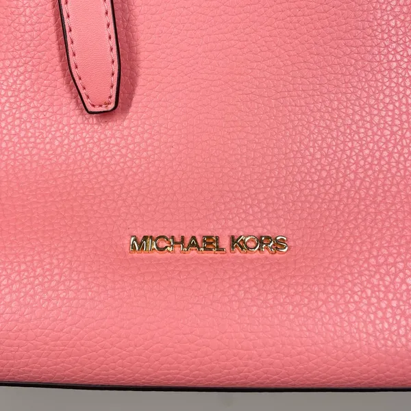 Michael Kors Emilia Large Pebbled Leather Tote Bag Grapefruit Pink Buckle Accent - Image 4