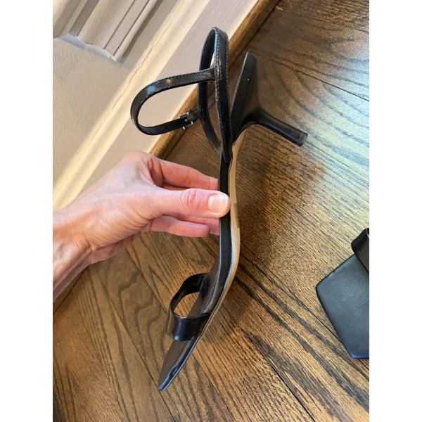 Nordstrom Black Square Toe Leather Kitren Heel Sandal Sz 10 NEW - Image 3