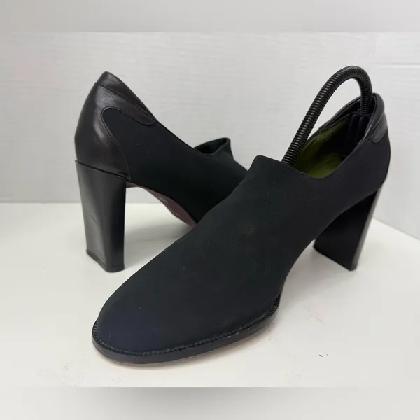 Donald J Pliner Black Stretch Crepe Block Heel Shootie Pumps size 9 - Image 10