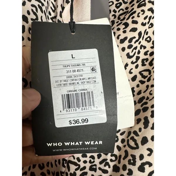 Who What Wear Womens‎ Cheetah Leopard Print Ruffle Tiered Midi Dress Tan Black L - Image 7