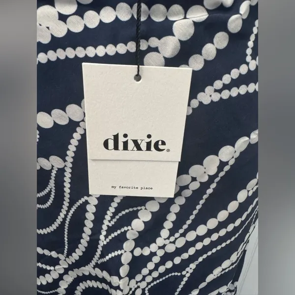 NWT DIXIE Italian Viscose Midi Bais Navy White Skirt ~ Large ~ GORGEOUS - Image 5
