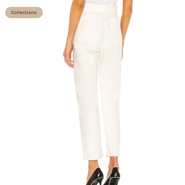 GRLFRND Belted High Rise Zipper Pocket Skylar Off White Denim Jeans NWT Size 26 - Image 4
