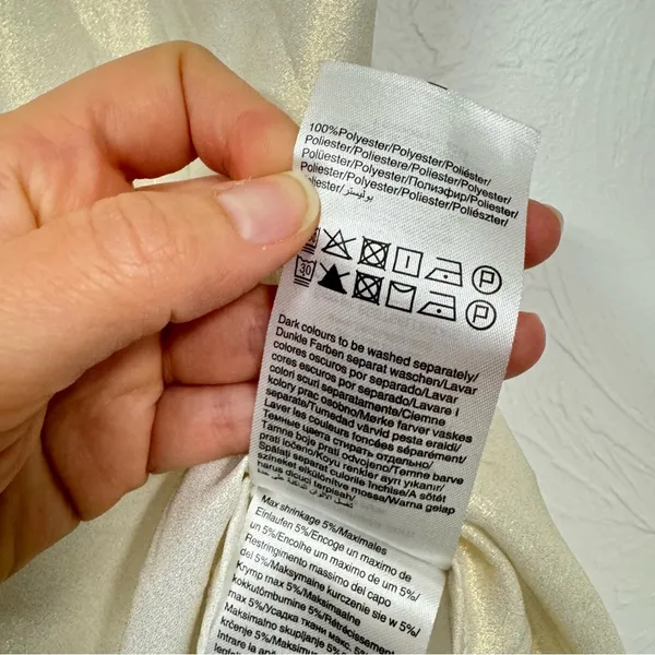 Vero Moda Gold Sparkle Short Sleeve Button Down Shirt Womens M Boxy Fit Slouchy - Image 7