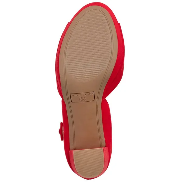 NEW Sun + Stone Womens Reeta Block-Heel Platform Sandals Red 5M - Image 2