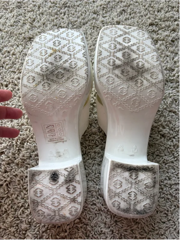 Jeffrey Campbell Bubblegum Platform Sandals Size 9 White Mod Y2K 1960s Retro - Image 5