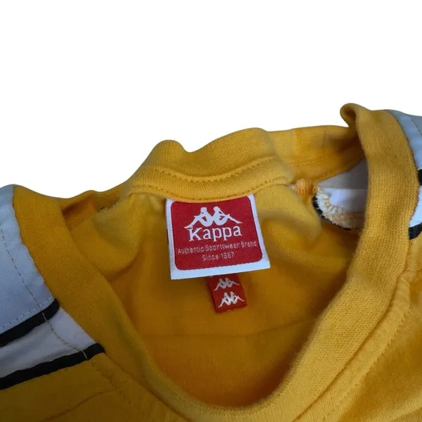 Kappa Banda Logo Tape Long Sleeve Top Yellow White Streetwear Women Small in EUC - Image 7