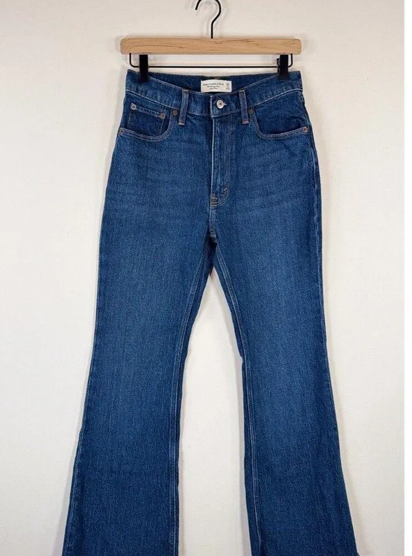 Abercrombie Fitch Womens Jeans Blue Vintage Flare High Rise Denim Dark Wash 26/2 - Image 4