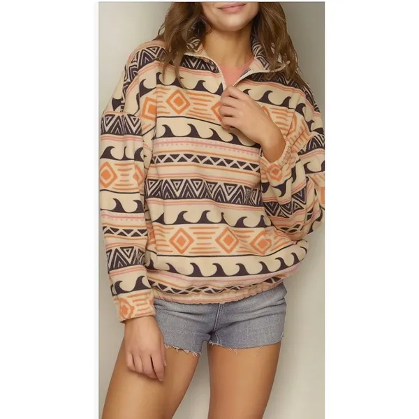 O'Neill Ladies Half Zip Print Fleece Hoodie size XXL - Image 3