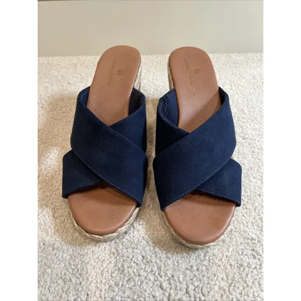 Tommy Bahama Stacey Navy Wedge Sandals Slides Espadrilles Womens Size 7.5 M - Image 2