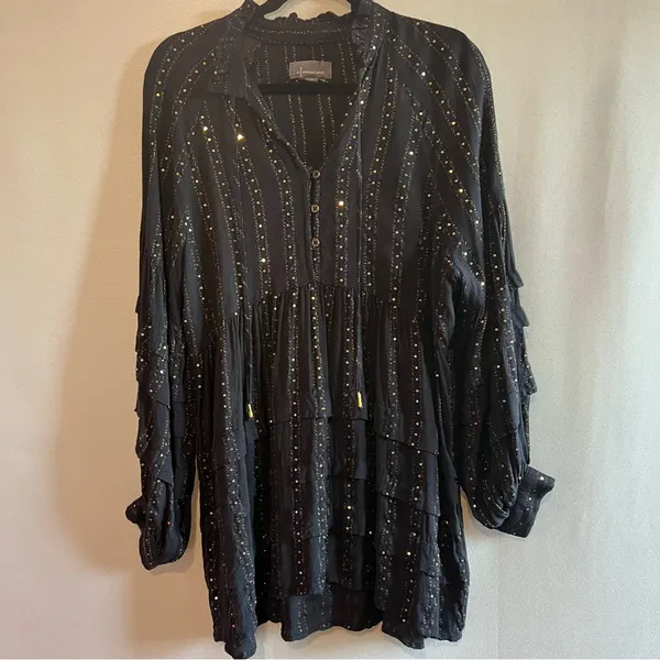 Anthropologie Black and Gold Tunic Top - Image 3