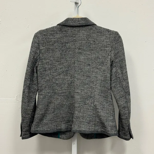 Ann Taylor Loft Gray Herringbone‎ Knit Blazer Jacket Wool Blend Small Career - Image 2