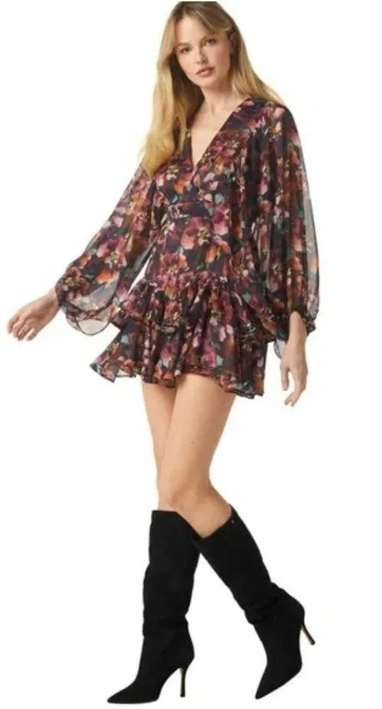 NWT Misa Los Angeles Jolene Libra Fleur Chiffon Mini Dress Size Small - Image 12