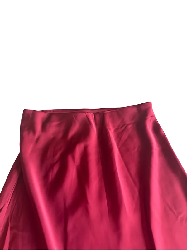 New Fashion Burgundy Satin Maxi Skirt Flowy Black Tie Wedding Guest Medium NWT - Image 2