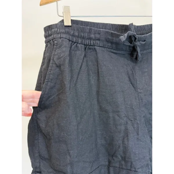 Old Navy Linen Blend Pull On Shorts Black Drawstring XL - Image 3