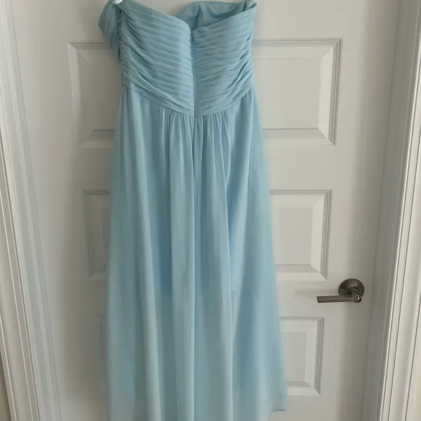 David’s Bridal Strapless Chiffon Gown Blue Size 10 - Image 5