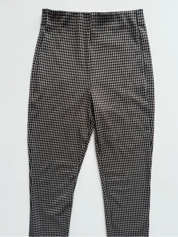 Zara Houndstooth Black/Tan High Rise Skinny Trousers Size Large - Image 2