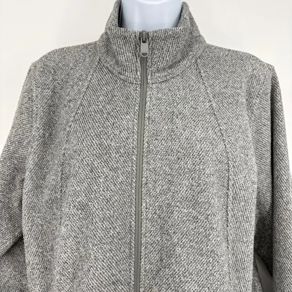 Athleta Stroll Fleece Full Zip‎ Jacket Heathered Grey XL Mock Neck Activewear - Image 4