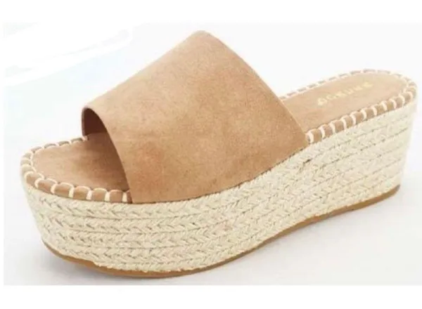 Bamboo Tan Strap Espadrille Wedge - Image 2