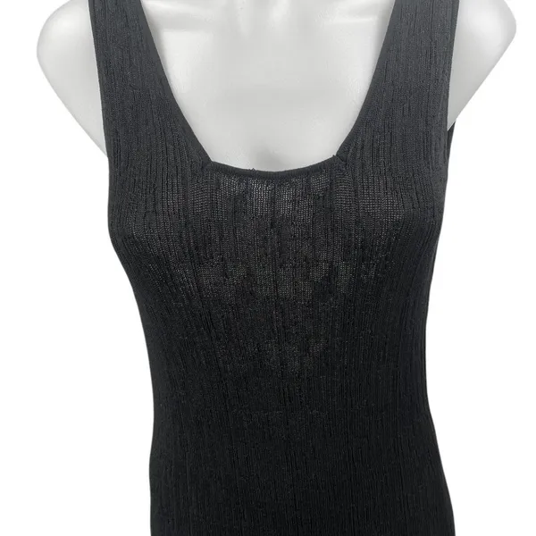 Zara Black Knit Sleeveless Cami Camisole Pullover Tank Bodycon Maxi Dress Size M - Image 3